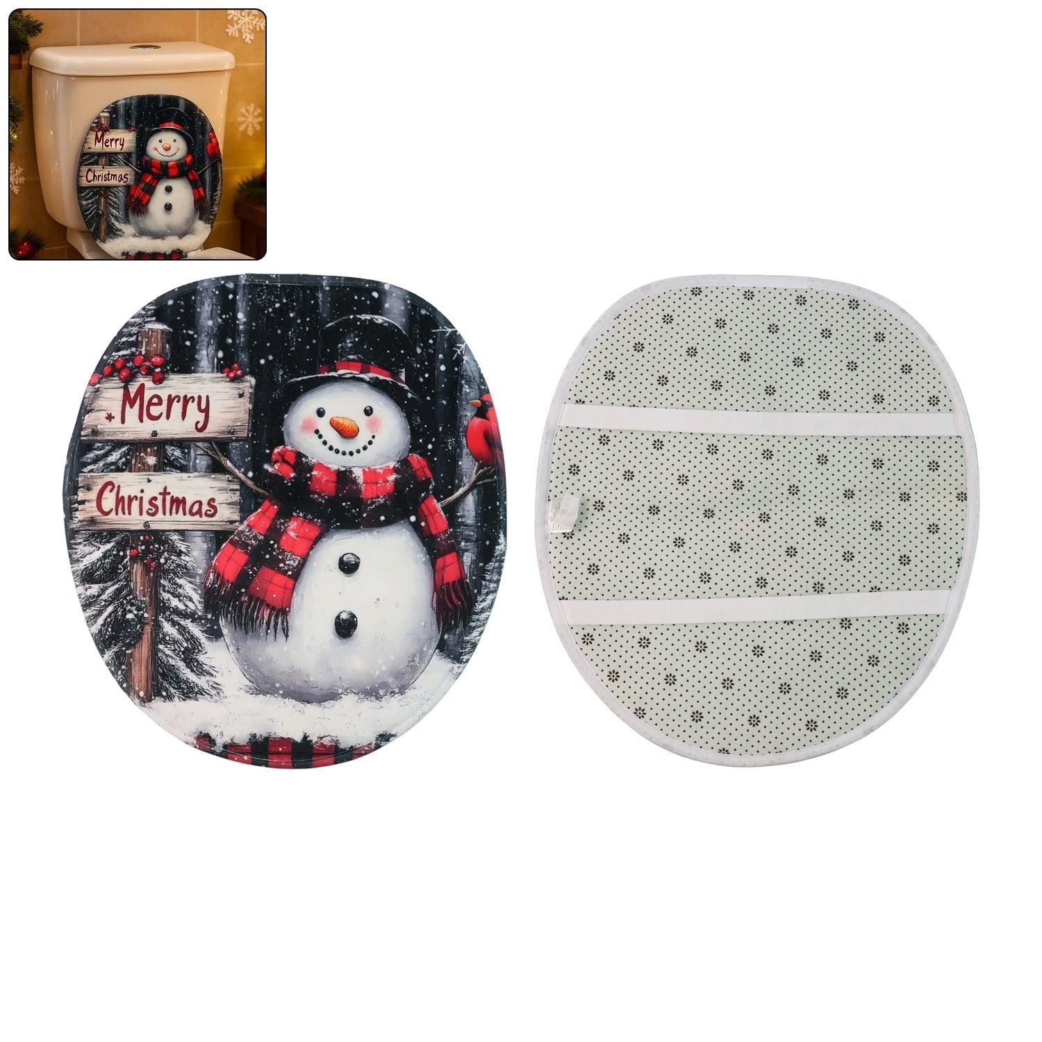 3 in 1 Christmas-Themed Bathroom Mat - (1 Set)